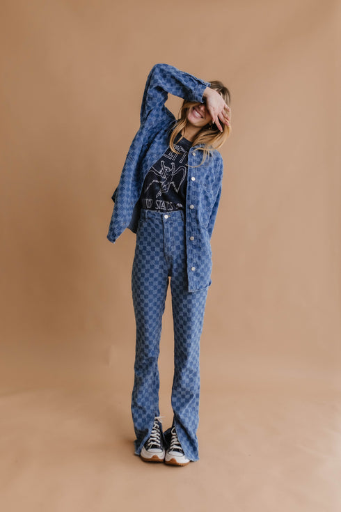 Checked Out Denim Jacket